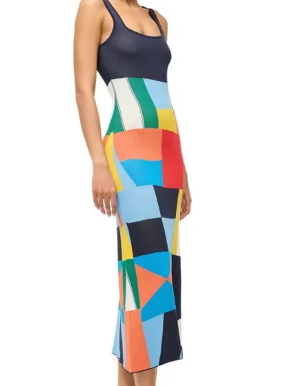 STAUD Katie Tank Geometric Multicolor Midi Dress